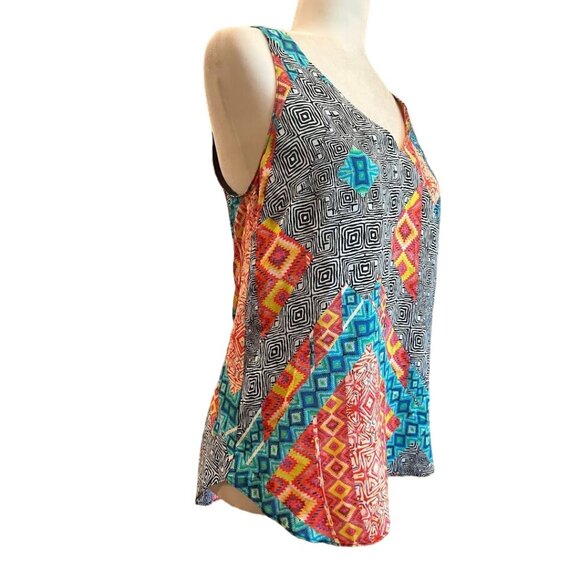 Amanda‎ Uprichard Silk Tank Top Small Blouse Geometric Print - Picture 2 of 7
